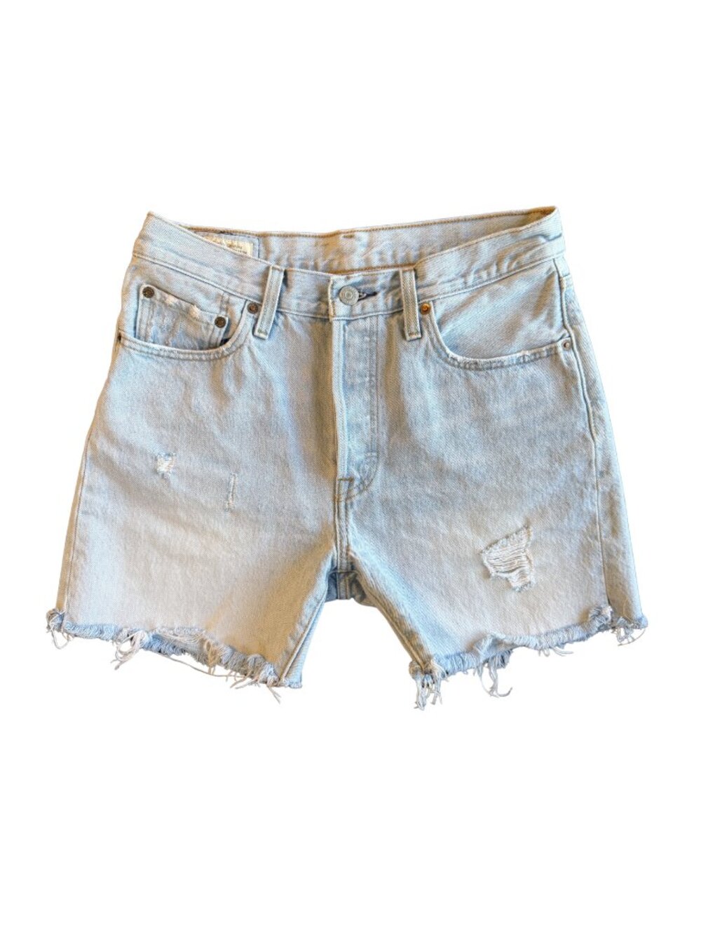 Levi’s Premium 501 Cutoff Denim Shorts Light Wash Distressed W28